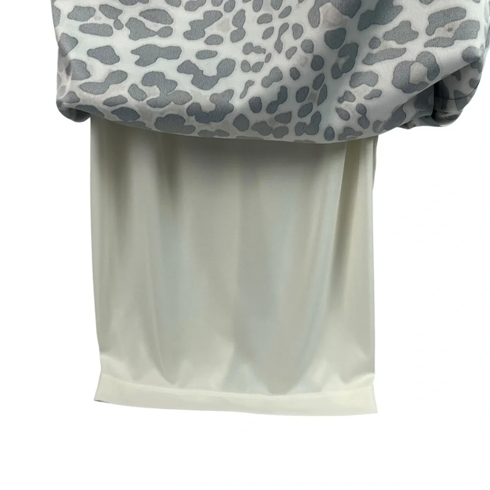 Cache Womens Bodycon Lined Dress Animal Print Stretch Tired Mock Wrap 4 New - Picture 9 of 12